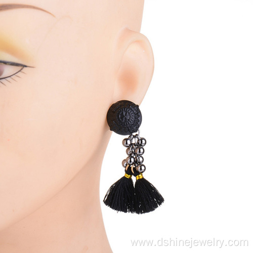 Beaded Bridal Tassel Earrings Seed Beads Earstuds Earrings